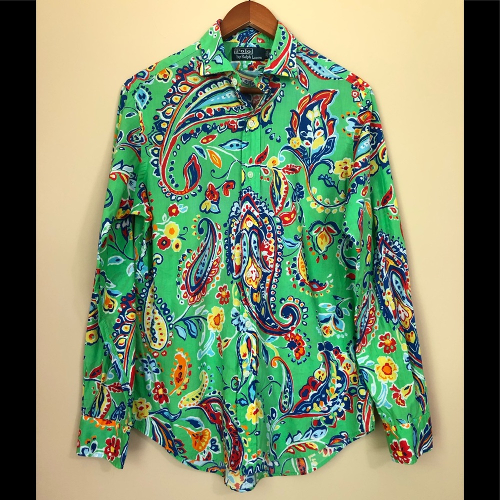 VTG Polo Ralph Lauren Floral Paisley Shirt Sz M